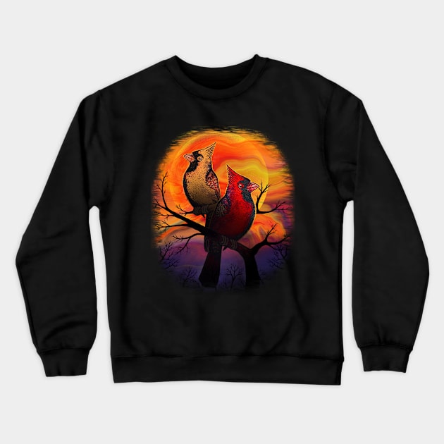 Red Cardinal birds in love Crewneck Sweatshirt by Artardishop